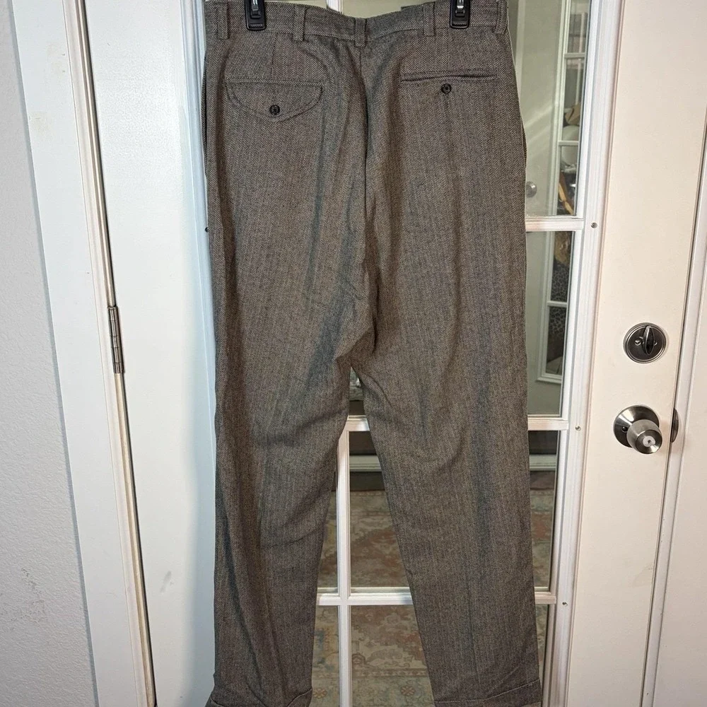 Vintage Polo Ralph Lauren Herringbone Pleated Pants Men's 34x32 Cuffed